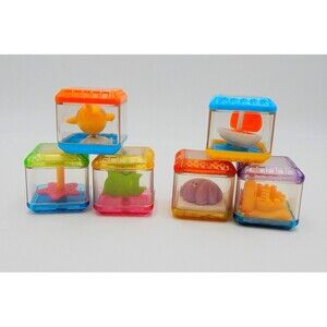Fisher-Price Peek A Boo Blocks Sensory Airplane Sand Castle Shells Beach Lot/6